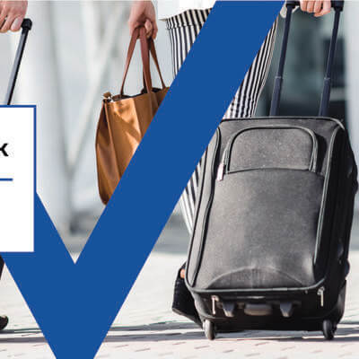 Graphic of people pulling suitcases