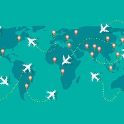 world travel map GettyImages-1265695175