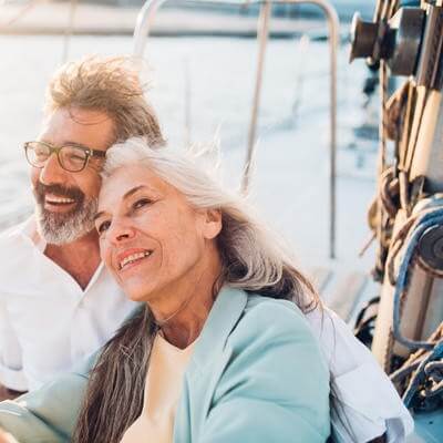 Senior couple sailing