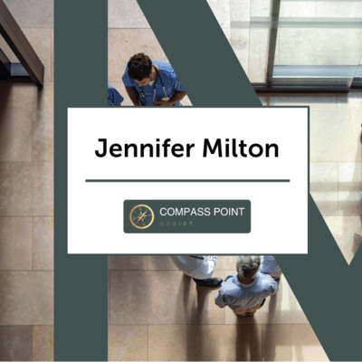 Graphic from above of doctors walking around hospital 