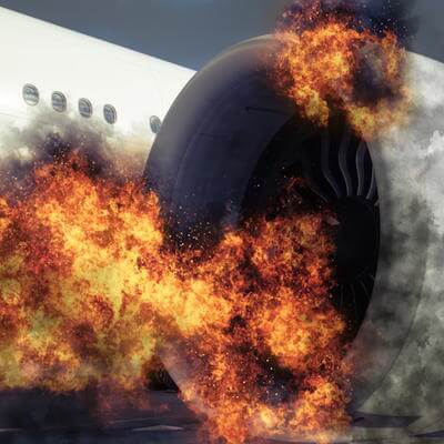 Jet plane fire