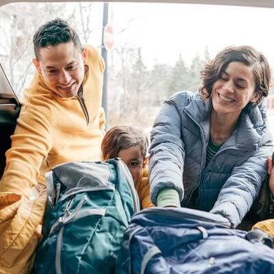 Family getting ready to travel