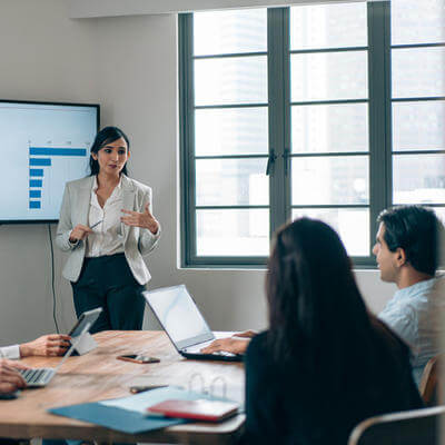 Image of a team looking at statistics for fraud 