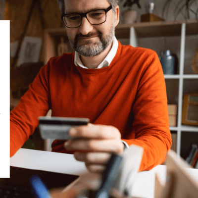 Graphic of man using a credit card 