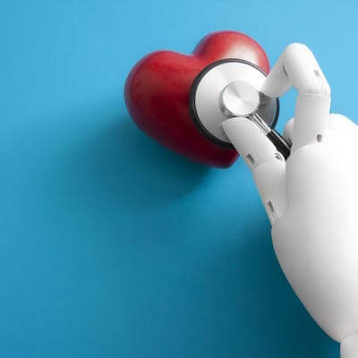 Robot doctor stethoscope and heart