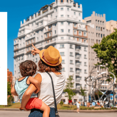 Graphic of mother and child abroad 