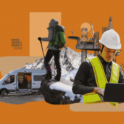 Collage graphic of Global medical cover in challenging areas