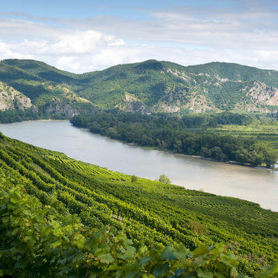 Aerial image of River Danube in Austria