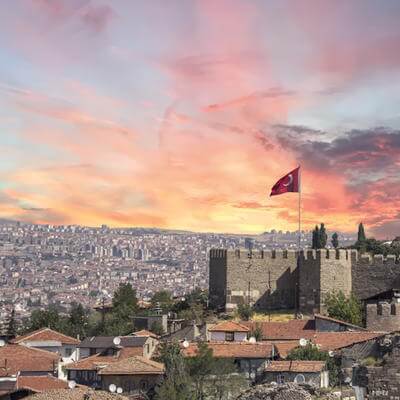 Turkey city with flag