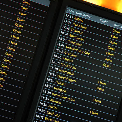 Image of flight timetable at airport