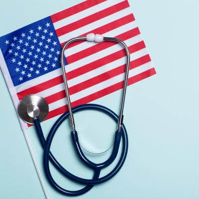 Image of US flag and stethoscope