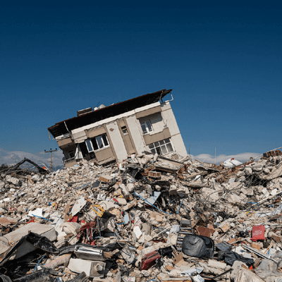 Derelict house after natural disaster