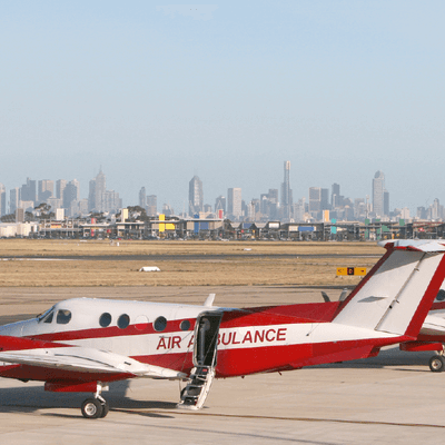 Air ambulance on a runway