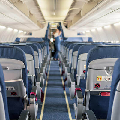 Empty seats on a plane