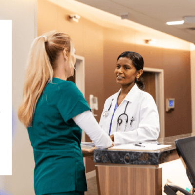 Graphic of doctors talking to one another 