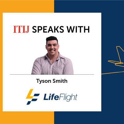 Tyson Smith next to an illustration of a plane