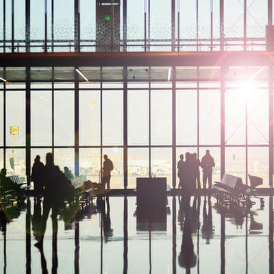 Busy airport sillhouette