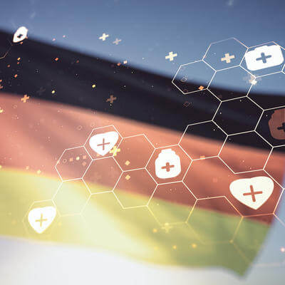German flag with healthcare symbols