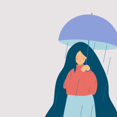 Drawing of woman looking sad 