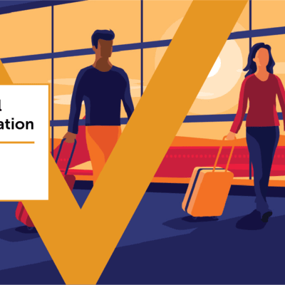 Illustration graphic of people in an airport