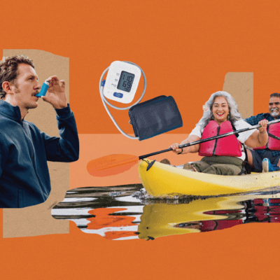 Collage of people travelling with medical conditions