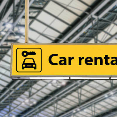 Car rental sign at the airport