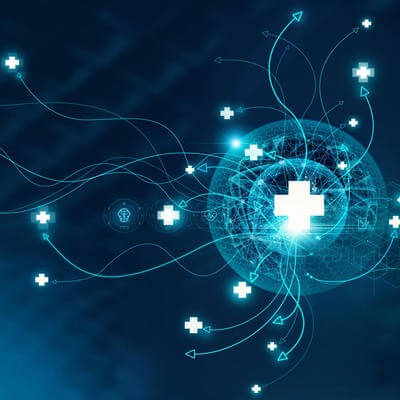 Medical abstract, Healthcare networking and data connected of patient on internet digital technologies, 