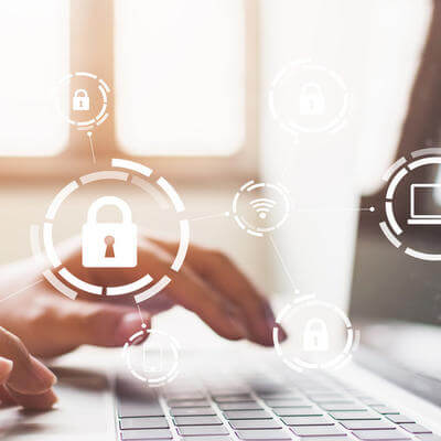 Businessman working on laptop