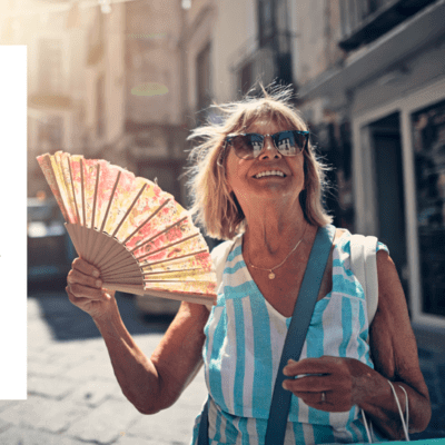 ITIJ 286 Graphic of women fanning herself in a hot country 