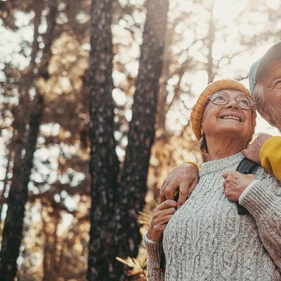 Mature couple on a walk autumn 