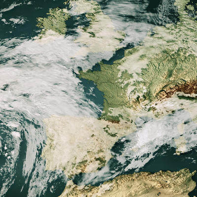 Cloud map western Europe