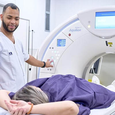 Doctor and patient scan 