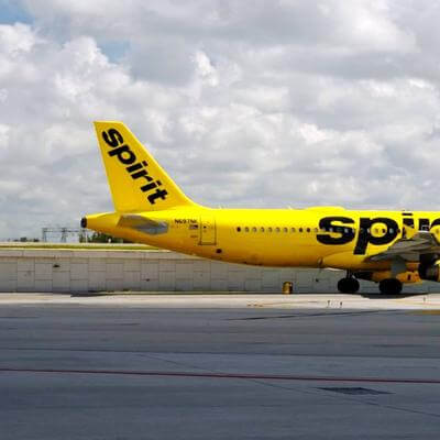 Spirit Airlines aircraft on runway