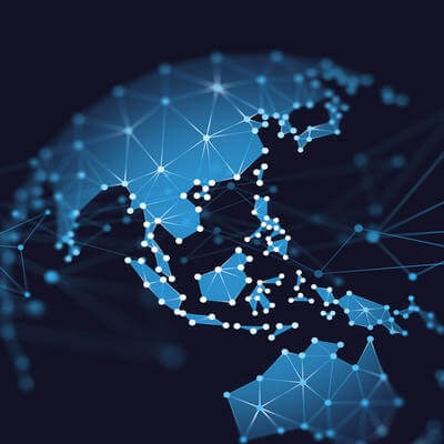 Pan Asia Pac Geometric Network World Map Globe Polygon Graphic Background