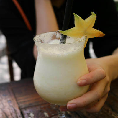 Pina colada drink at a bar