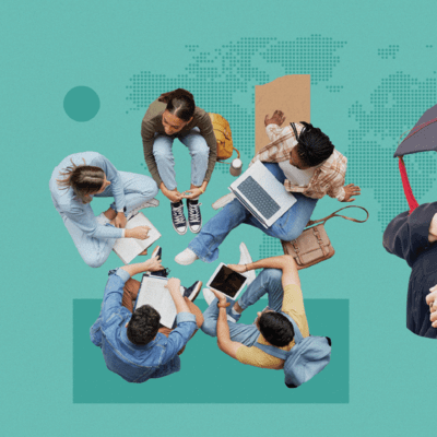 Collage of students studying abroad