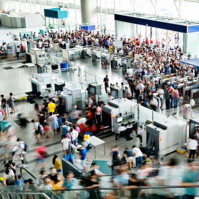 Crowd of people at airport