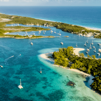 Scenic image of an island and the sea