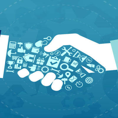 Insurtech partnership concept of handshake image