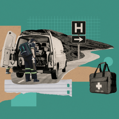 Collage about ground ambulances and customers needs