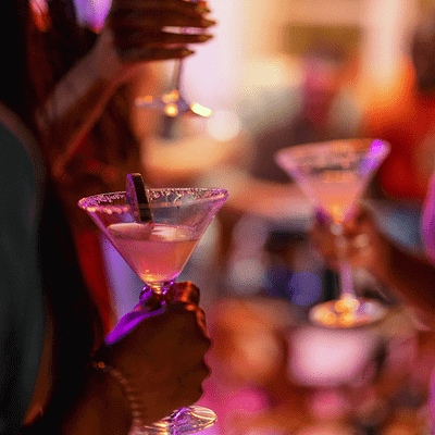Picture of people drinking cocktails in a bar