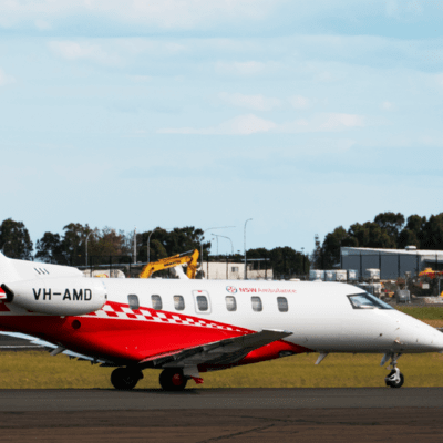Air ambulance on a runway