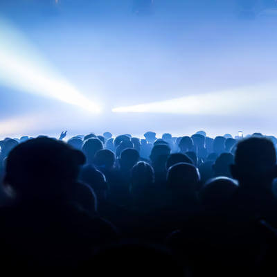 Rear View Of Silhouette Crowd Standing During Music Concert