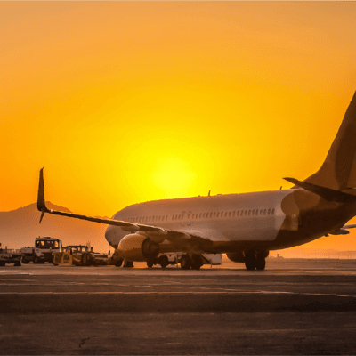 Plane in africa at sunset