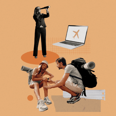 Collage of a couple, one person has an injury 