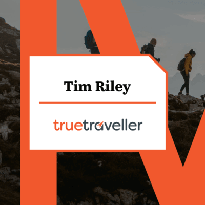 Graphic of people walking down a mountain 