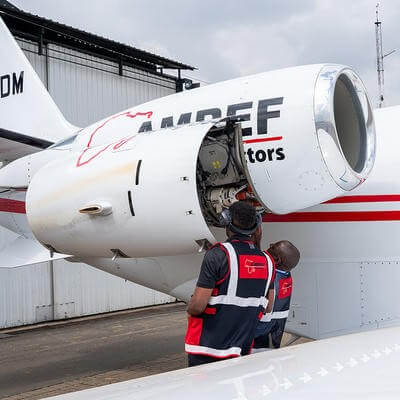 AMREF plane and engineer