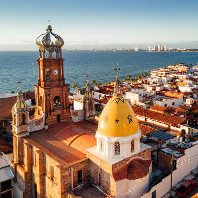 Panoramic Aerial View of Puerto Vallarta Skyline in Mexico