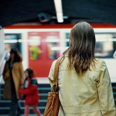 Woman in a tube station