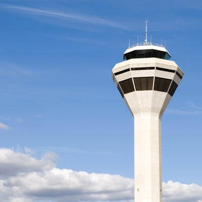 Modern air traffic control tower 